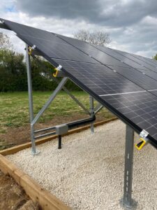 Solar cabling was routed through weatherproof electrical enclosures and underground conduit, providing a neat, protected cable management solution between the array and the remainder of the system.