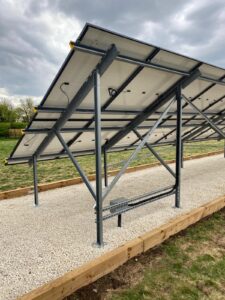 The back view of the array showing the steel frame the panels were installed on